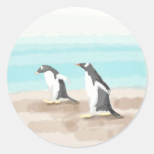 Redonda Pegatina Penguin Duo
