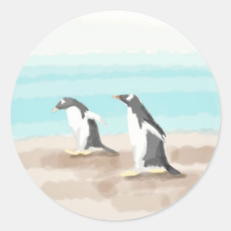 Redonda Pegatina Penguin Duo