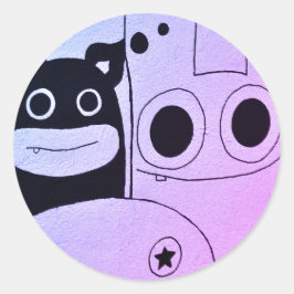 Redonda Pegatina personalizable de monstruo feliz