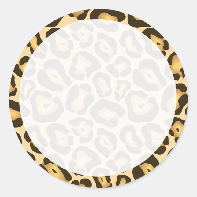 Redonda Pegatina personalizable Leopard Print (Anverso)