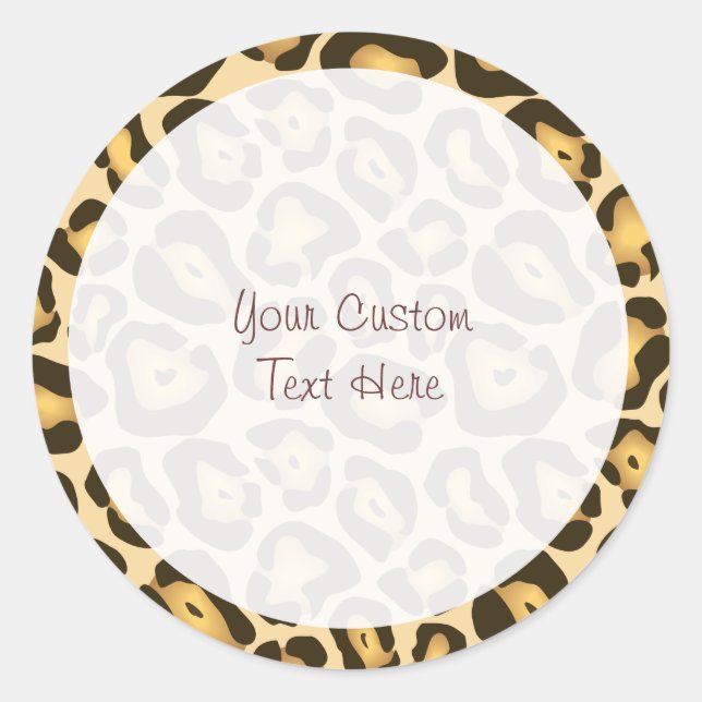Redonda Pegatina personalizable Leopard Print (Anverso)