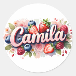 Redonda Pegatina personalizada Camila Berry Floral Design