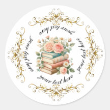 Pegatina personalizada con borde de oro elegante