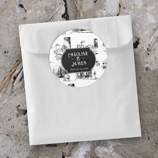 Redonda Pegatina Personalizada de 3" para Boda de Boston T