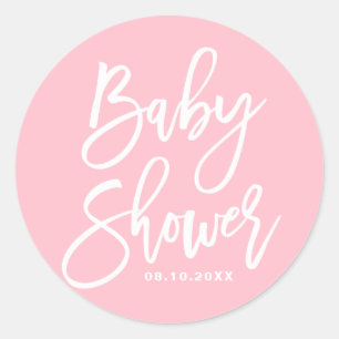 Redonda Pegatina personalizada de baby shower con letra a