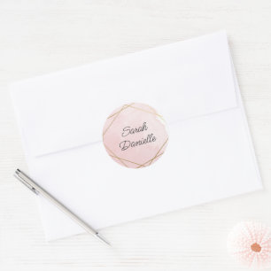 Redonda Pegatina personalizada de Bat Mitzvah de rosa eleg