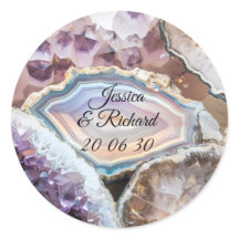 Pegatina personalizada de boda de cristal de geoda