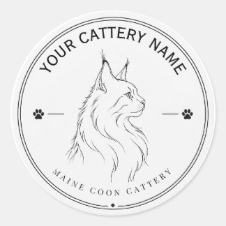 Redonda Pegatina personalizada de criadero de Maine Coon