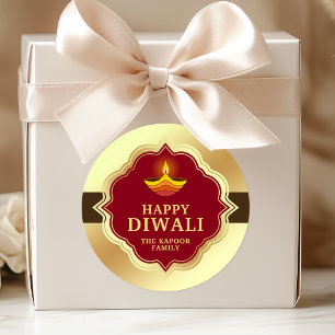 Redonda Pegatina personalizada de Diwali