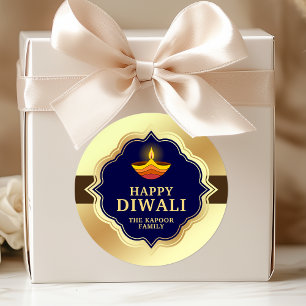 Redonda Pegatina personalizada de Diwali