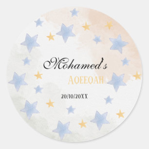 Redonda Pegatina personalizada de estrella de Aqeeqah – No