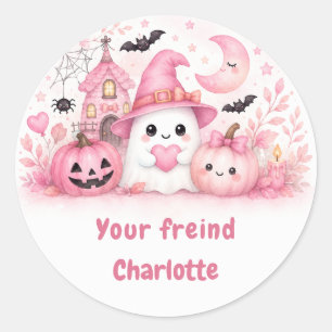 Redonda Pegatina personalizada de fantasma de Halloween Ka