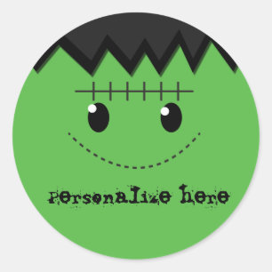 Redonda Pegatina personalizada de fiesta de Frankenstein H