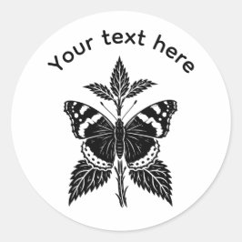 Redonda Pegatina personalizada de mariposa almirante rojo 