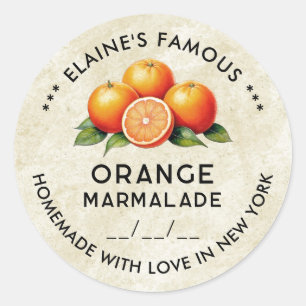 Redonda Pegatina personalizada de mermelada de naranja vin