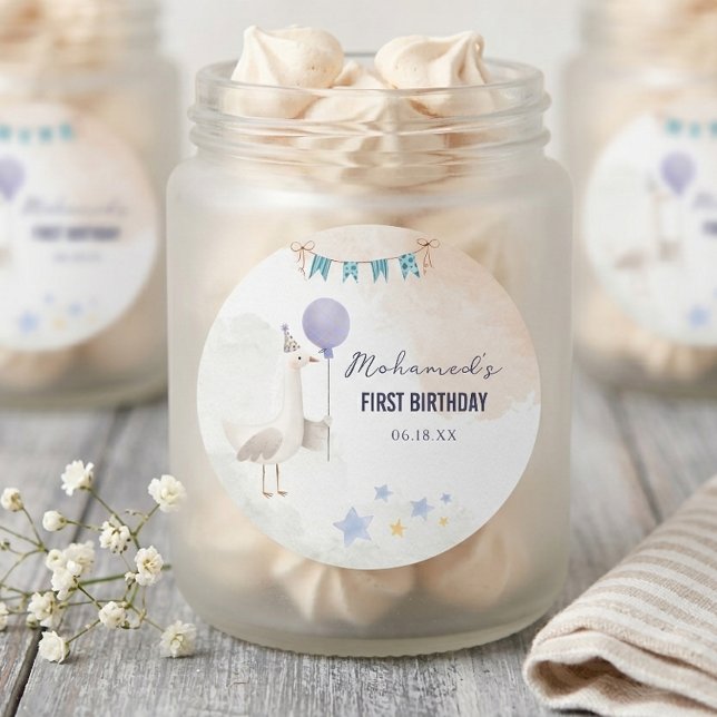 Redonda Pegatina Personalizada de Primer Cumpleaños de Gan (Subido por el creador)