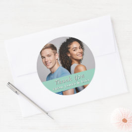 Redonda Pegatina personalizada de una sola foto de agradec