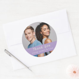Redonda Pegatina personalizada de una sola foto de agradec