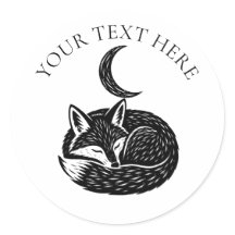 Pegatina personalizada de zorro y luna creciente d
