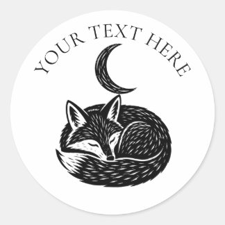 Redonda Pegatina personalizada de zorro y luna creciente d