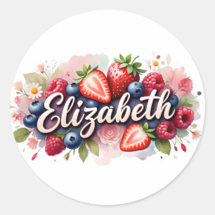 Redonda Pegatina personalizada Elizabeth Berry Floral Desi