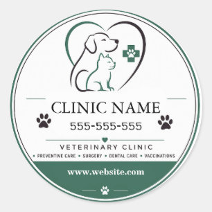 Redonda Pegatina personalizada para clínica veterinaria pa