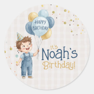 Redonda Pegatina personalizada para cumpleaños de niño
