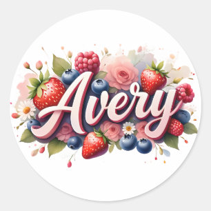 Redonda Pegatina personalizado Avery Berry Floral Design