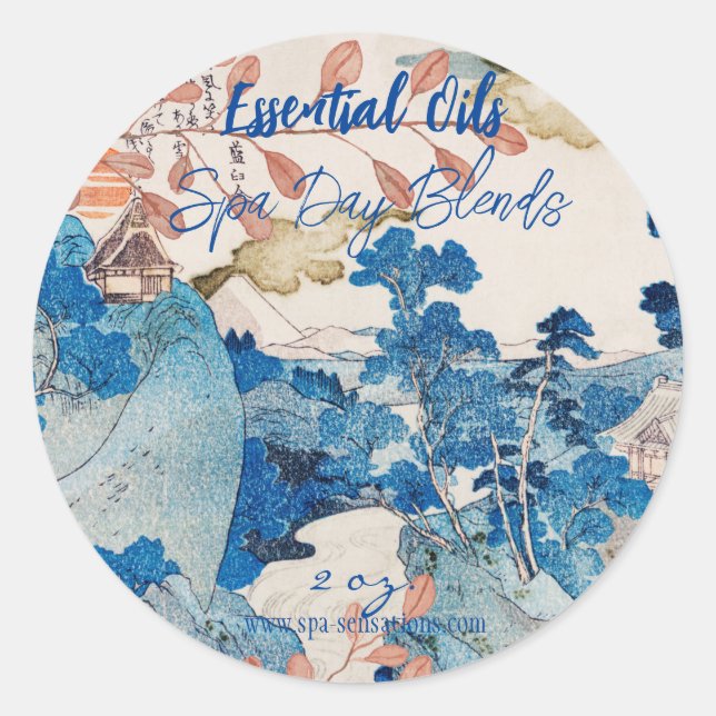 Redonda Pegatina personalizado de aceites esenciales (Anverso)