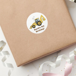 Redonda Pegatina personalizado de construcción de Backhoe 