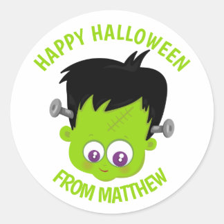 Redonda Pegatina personalizado de Halloween - Frankenstein