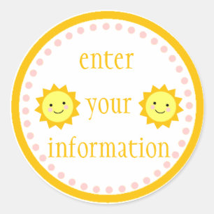 Redonda Pegatina personalizado de la sol