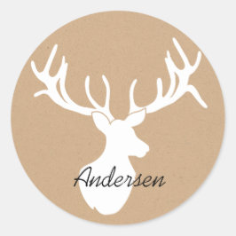 Redonda Pegatina personalizado de Silhouette Deer