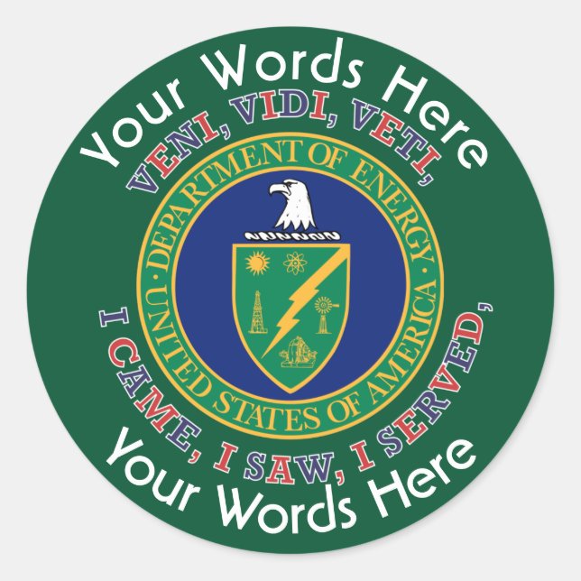 Redonda Pegatina Personalizado del Departamento de Energía (Anverso)
