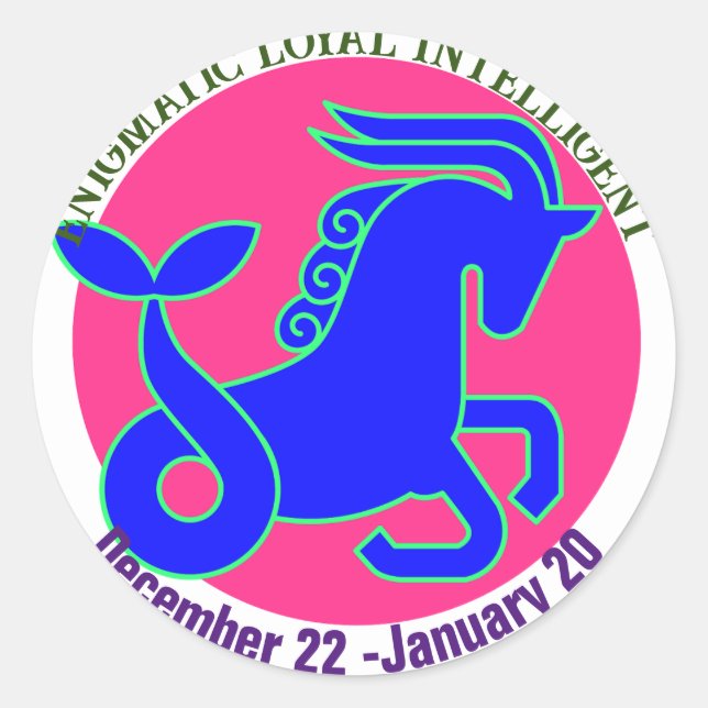 Redonda Pegatina personalizado del signo de Zodiac de Capr (Anverso)