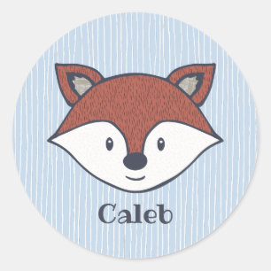 Redonda Pegatina personalizado del tema de Fox Woodland