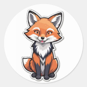 Redonda Pegatina Personalizado Fox de Cute - Creatura de V
