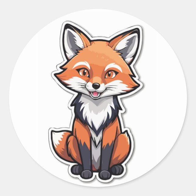 Redonda Pegatina Personalizado Fox de Cute - Creatura de V (Anverso)