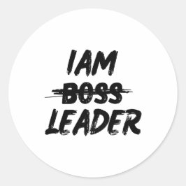 Redonda pegatina personalizado líder iam no jefe