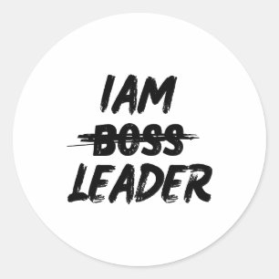 Redonda pegatina personalizado líder iam no jefe