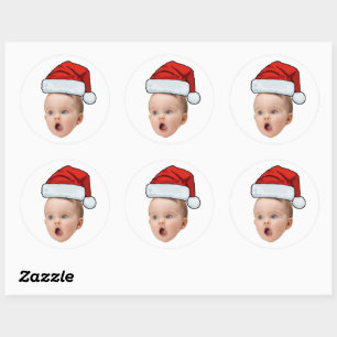 Redonda Pegatina personalizado Navidades de foto de cara a