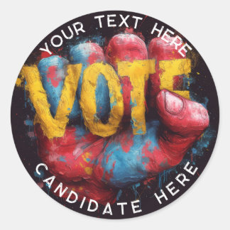 Redonda pegatina personalizado: Pegatina de voto retro-est