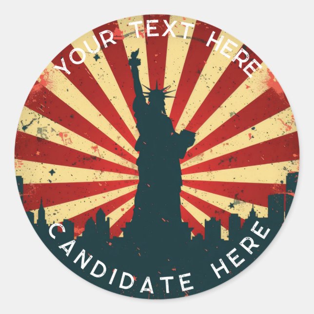 Redonda pegatina personalizado: Pegatina de voto retro-est (Anverso)