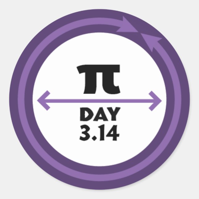 Redonda Pegatina Pi Day Purple (Anverso)