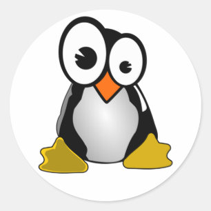 Redonda Pegatina Pingüino de Linux