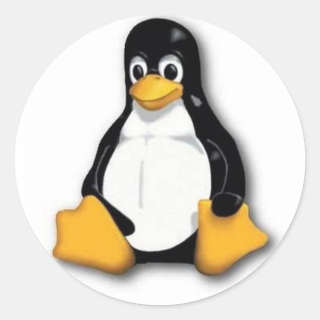 Redonda Pegatina Pingüino de Tux Linux (Anverso)