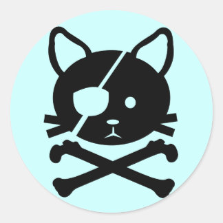 Redonda Pegatina pirata de gato