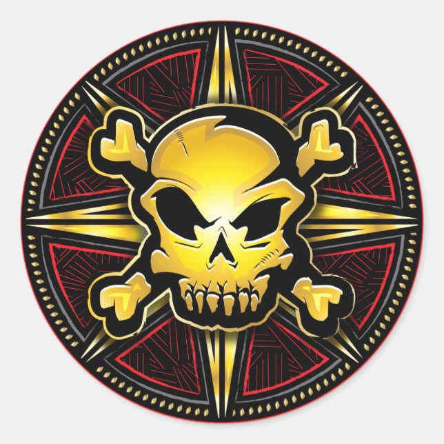 Redonda Pegatina Pirate Skull (Anverso)