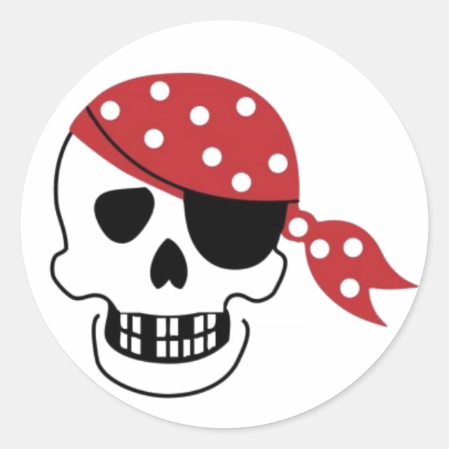 Redonda Pegatina Pirates Skull (Anverso)