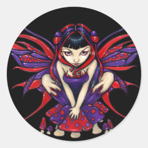 Redonda pegatina "Polkadot Mushroom Fairy"